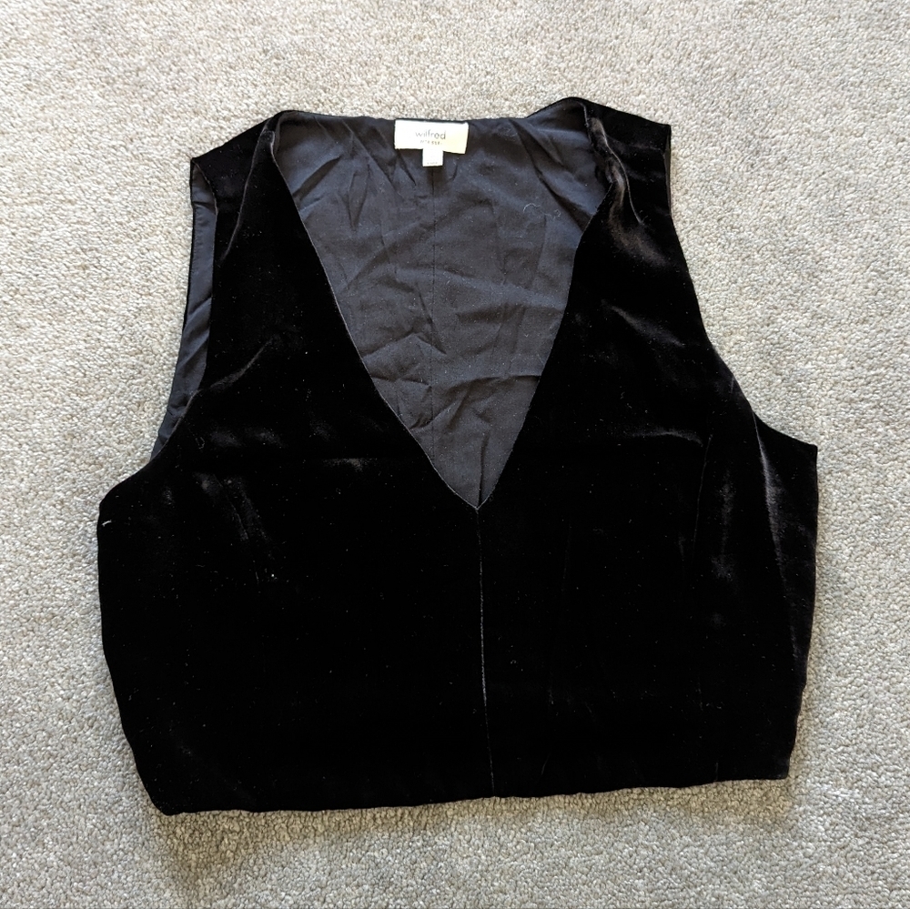 Wilfred black velvet tank top blouse women's XSmall